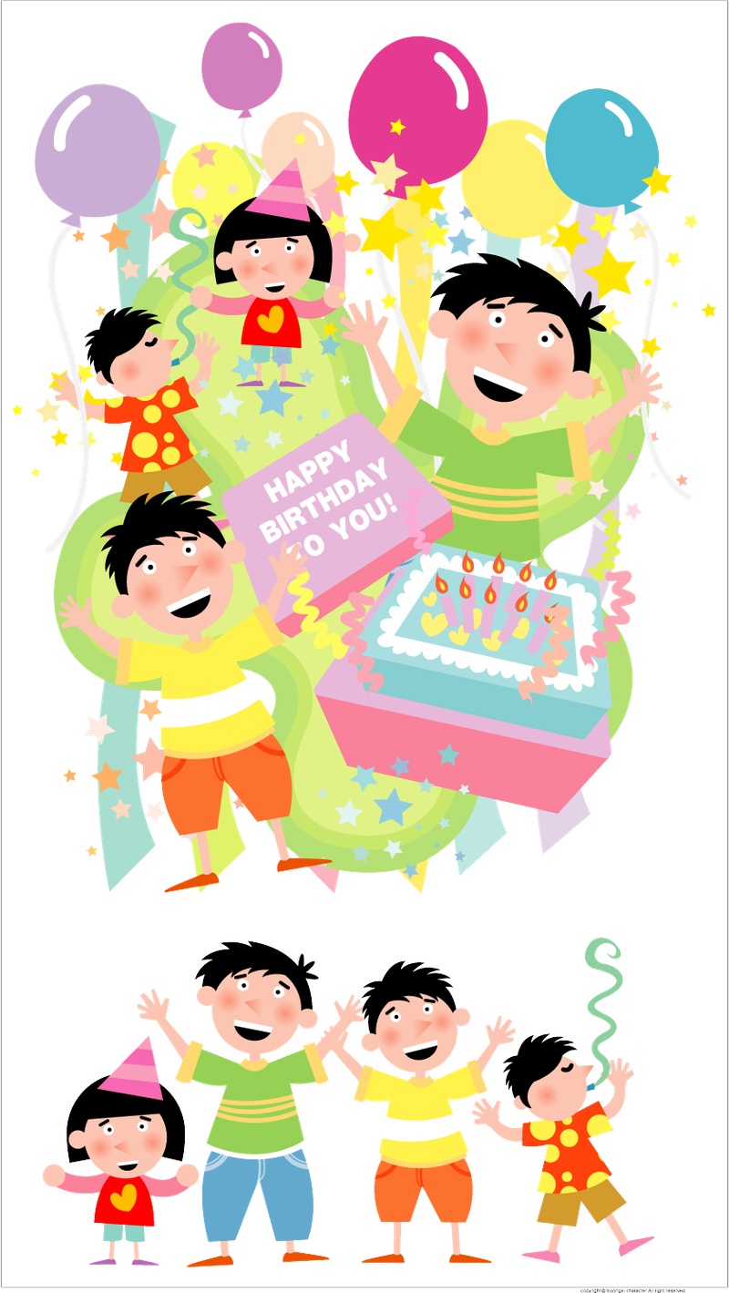 派对气球小孩子韩国人物漫画