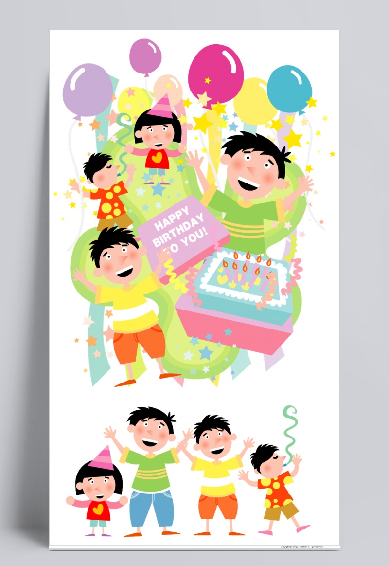 派对气球小孩子韩国人物漫画