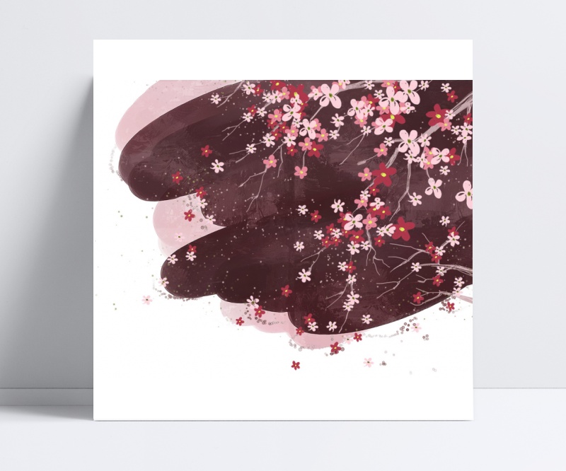 粉色浪漫樱花树装饰PNG图片下载含PSD