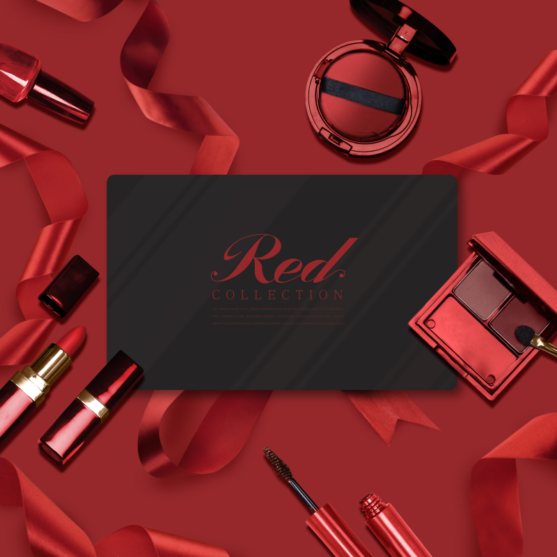 新年中国红电商化妆品促销礼品设计ps素材