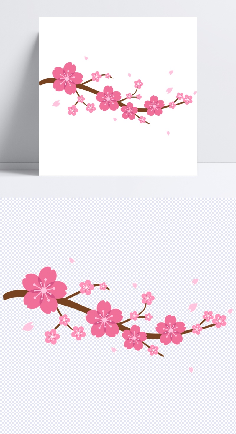 粉色春季桃花花枝