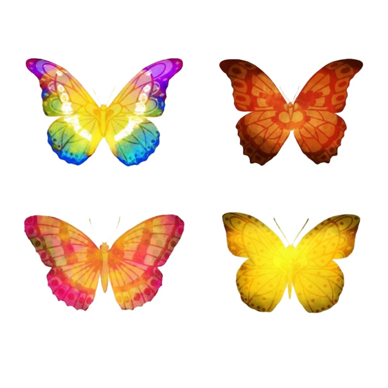 四种彩色蝴蝶免抠png透明素材