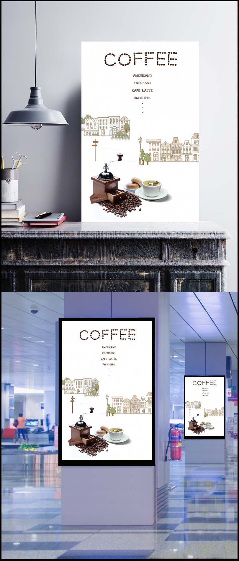 咖啡机与咖啡豆图片