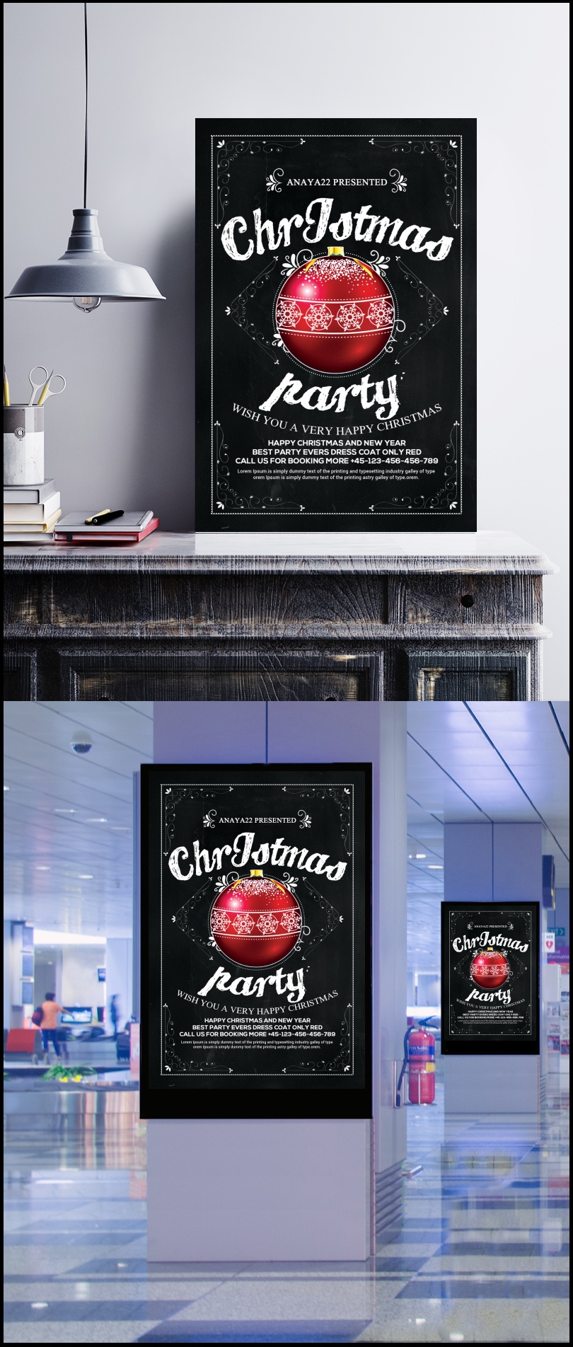 黑色经典圣诞节海报设计模板