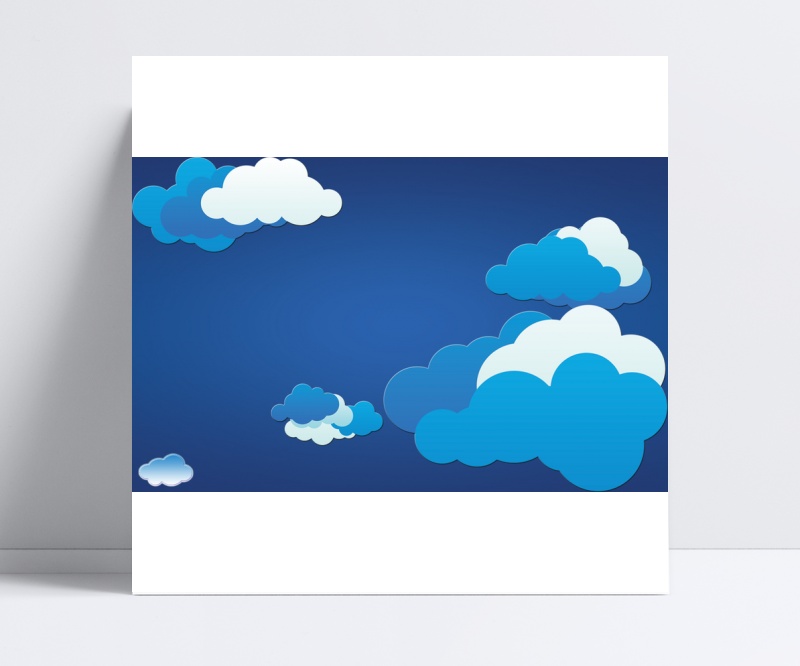蓝色卡通天空云朵