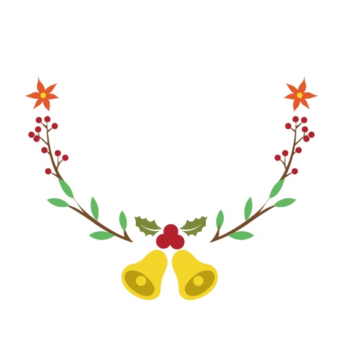 铃铛花儿边框圣诞节装饰元素