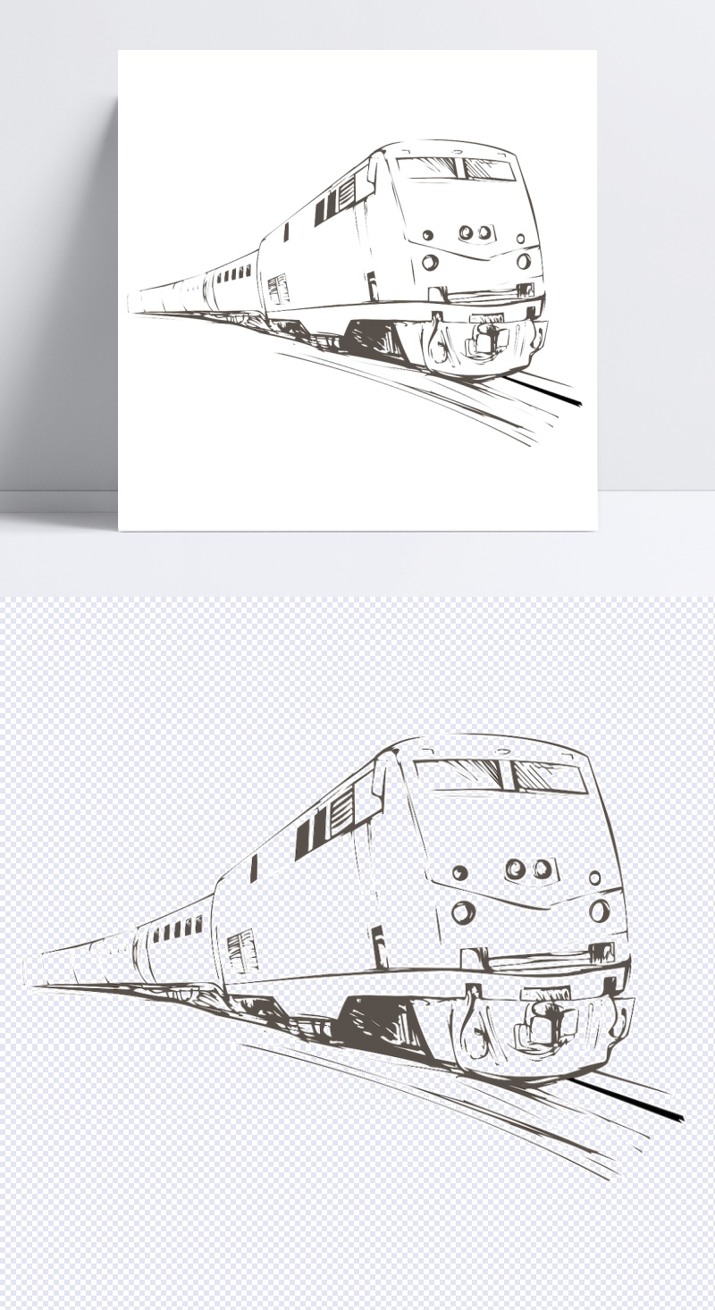 火车手绘插画