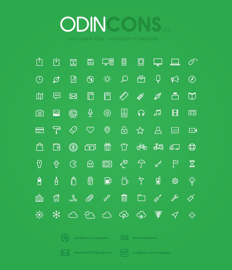 绿色反白ODINCONS手机APP图标