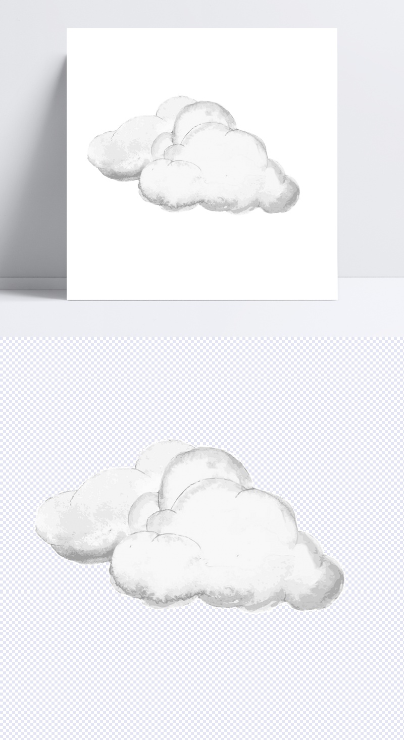 手绘的白云设计模板素材
