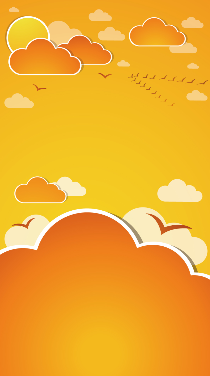 卡通橙色云朵h5背景