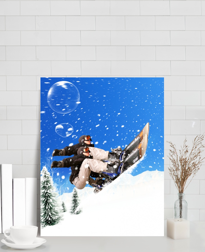 冬日户外运动滑雪活动海报