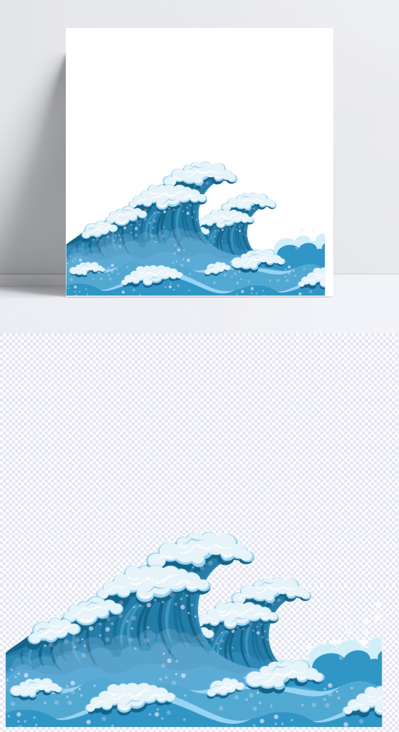 矢量蓝色海洋浪花素材装饰PNG图片下载含EPS
