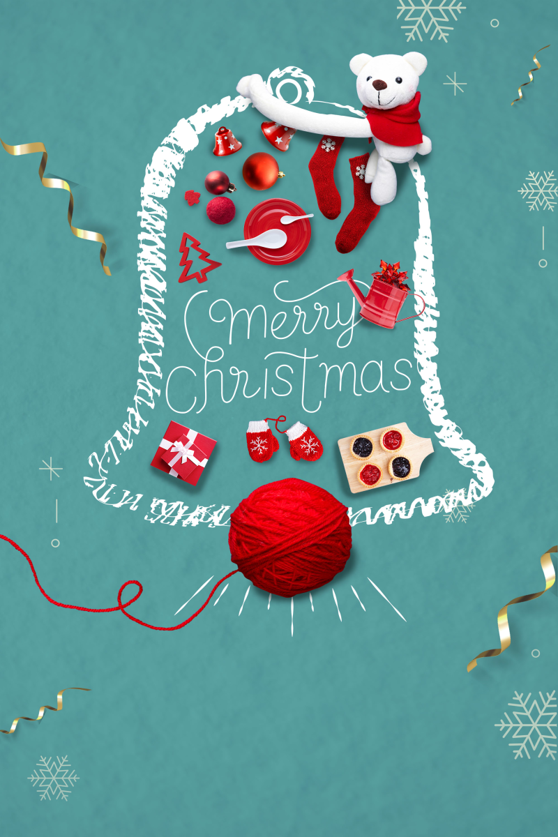 创意手绘圣诞彩铃圣诞海报