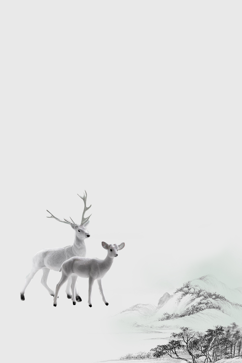 中国风文艺清新简约圣诞节白色麋鹿海报背