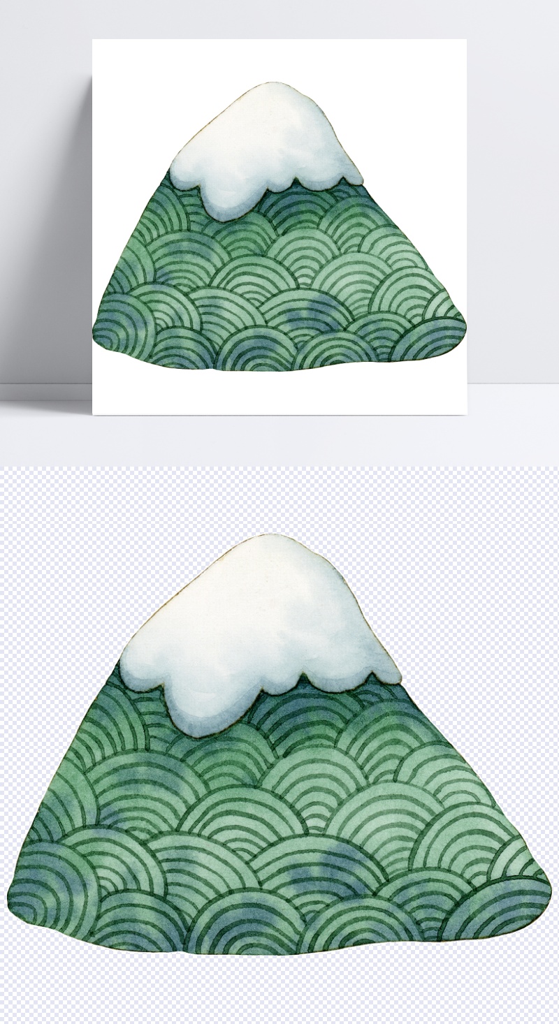 绿色手绘的小山丘
