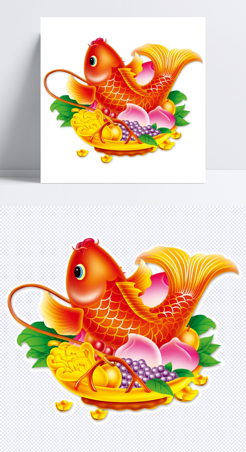喜庆红色鲤鱼中国风