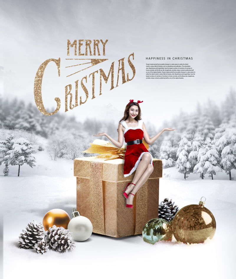 金色元素_节日礼盒_装扮美女_圣诞海报设计PSD18