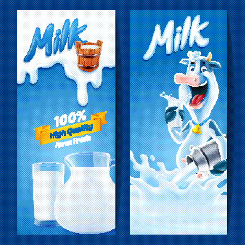 两款创意牛奶广告海报矢量素材
