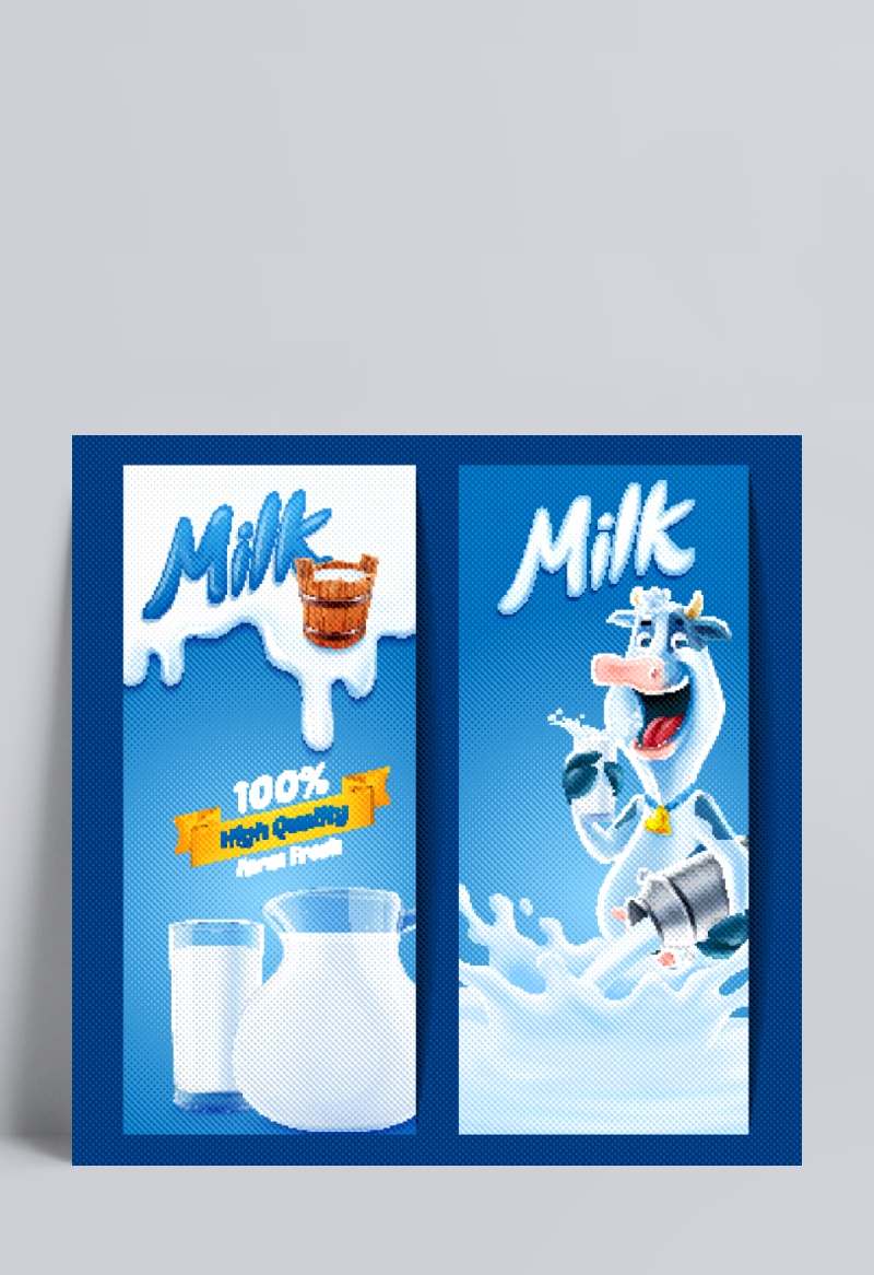 两款创意牛奶广告海报矢量素材