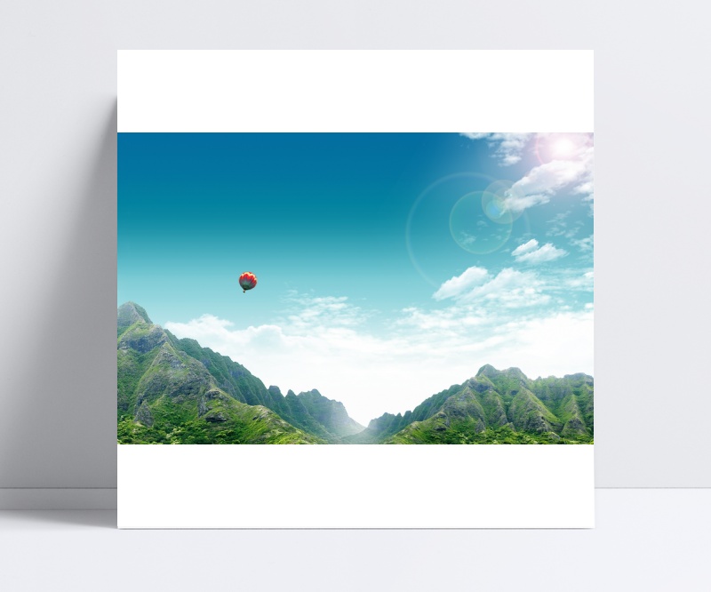 清新热气球美景图片PSD分层素材