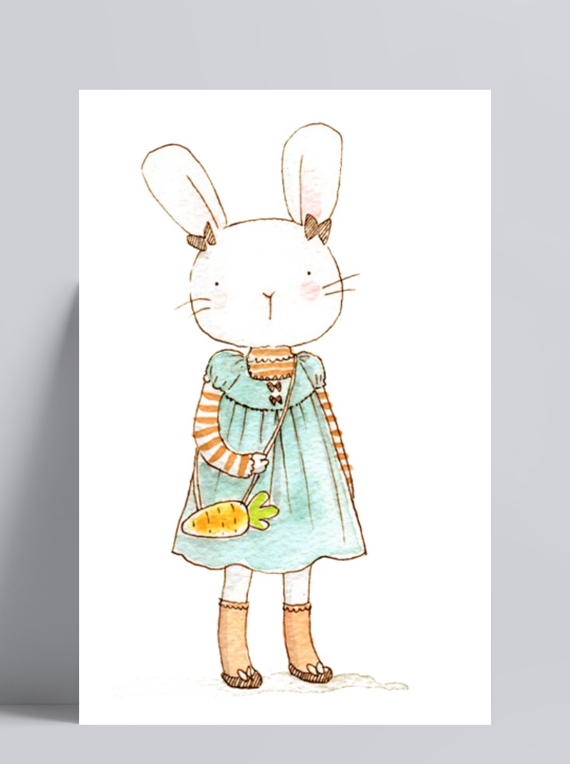 可爱小兔子拟人手绘