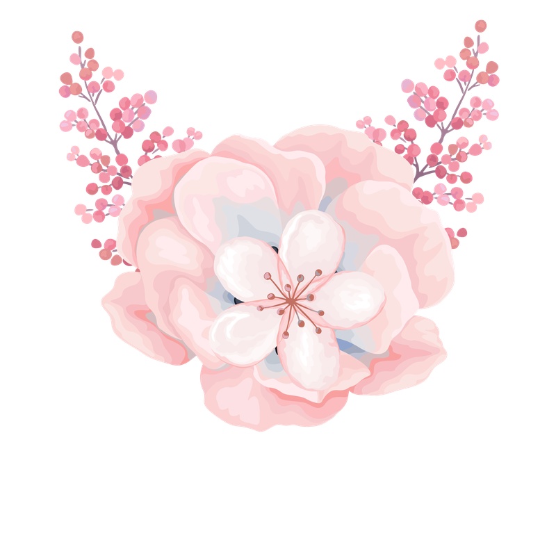 美丽的水彩粉色花朵
