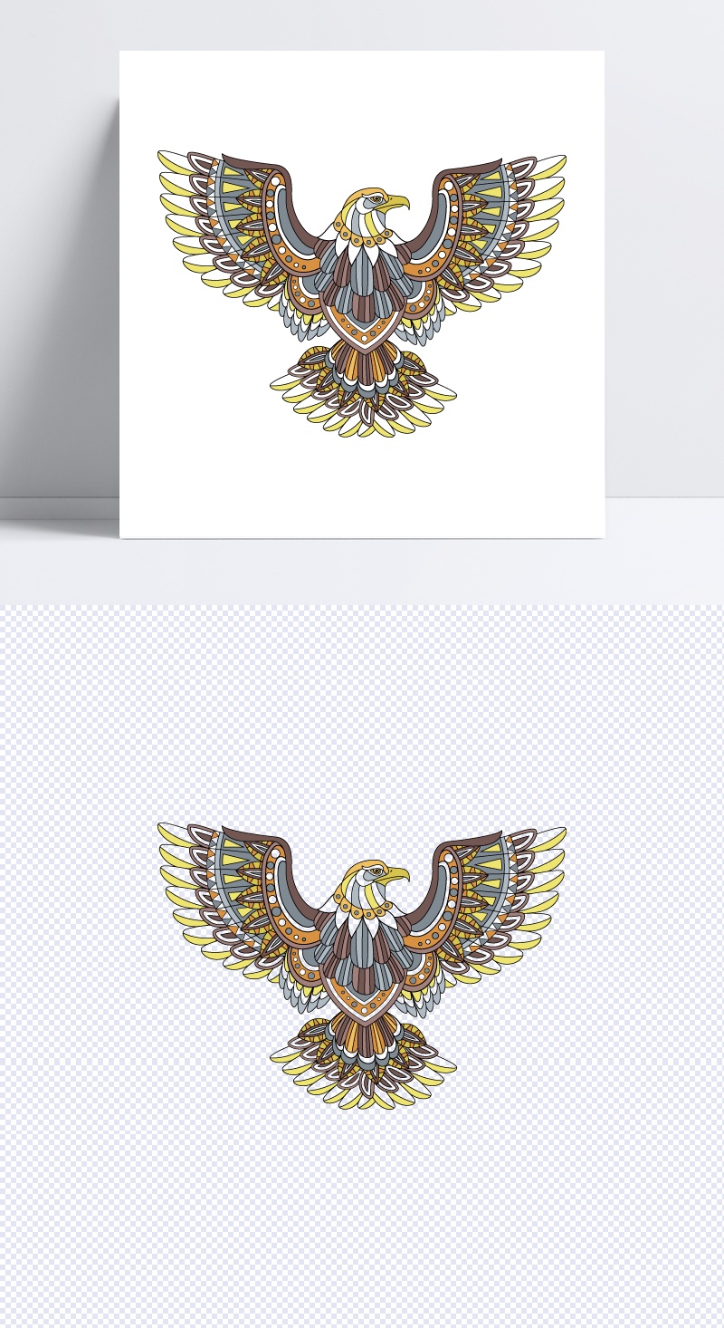 老鹰花纹图腾装饰png图片下载含eps设计模板素材