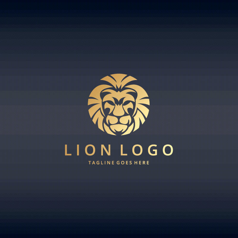 金色创意狮子头像logo矢量素材