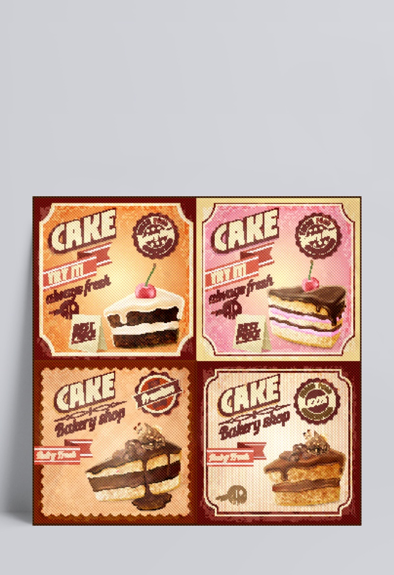 4款美味蛋糕宣传图片矢量图