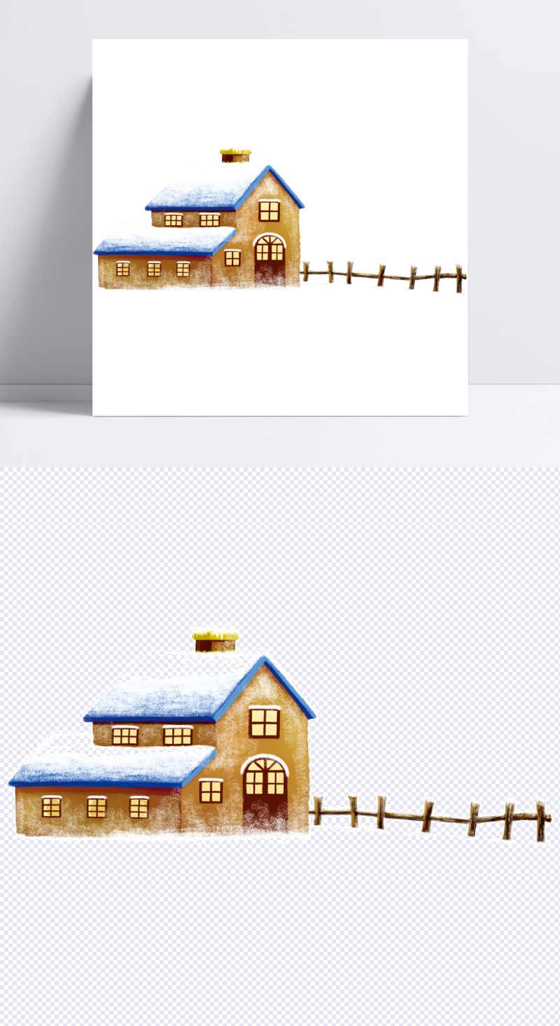 冬天的房子卡通元素