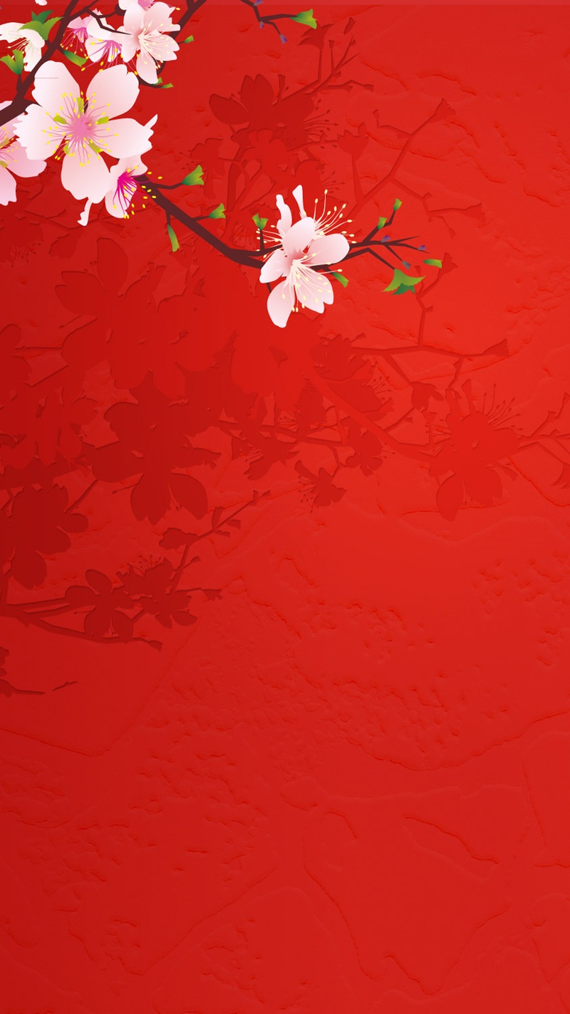 红色桃花中国风H5背景