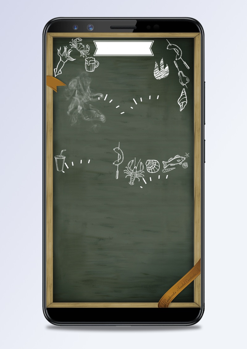 黑板手绘美食海鲜烧烤H5背景素材