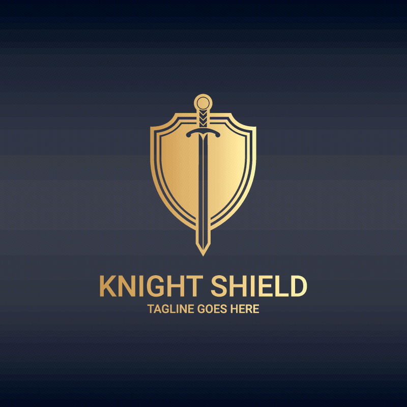 金色骑士盾牌logo矢量素材