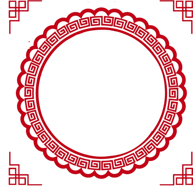 红色中国风门楣花纹