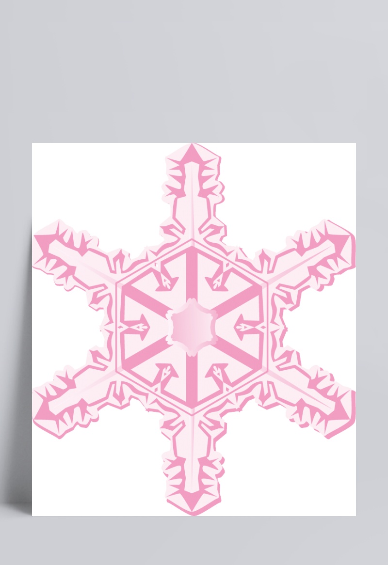 粉色几何冰晶雪花卡通元素