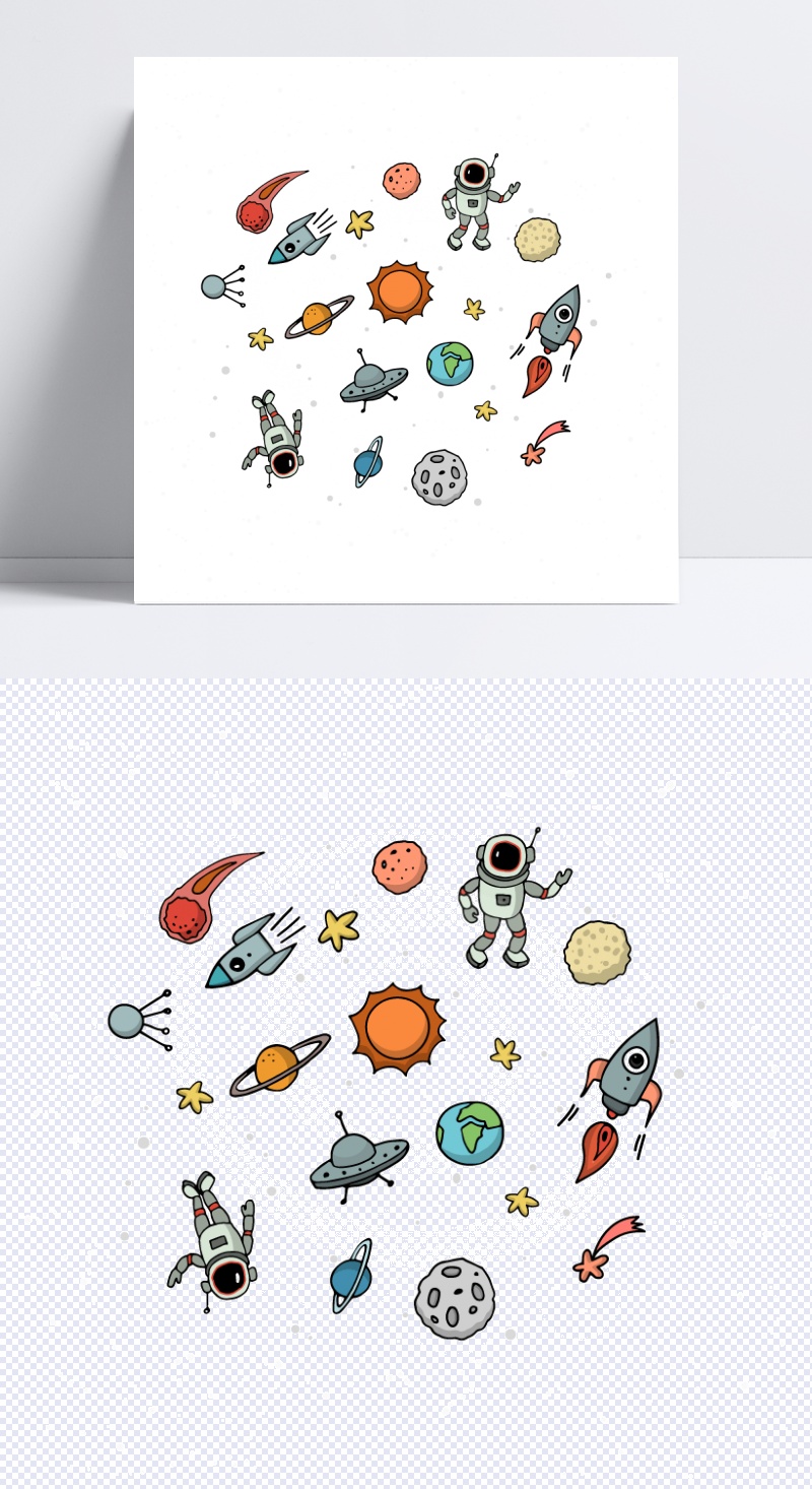 创意太空和宇航员插画矢量素材