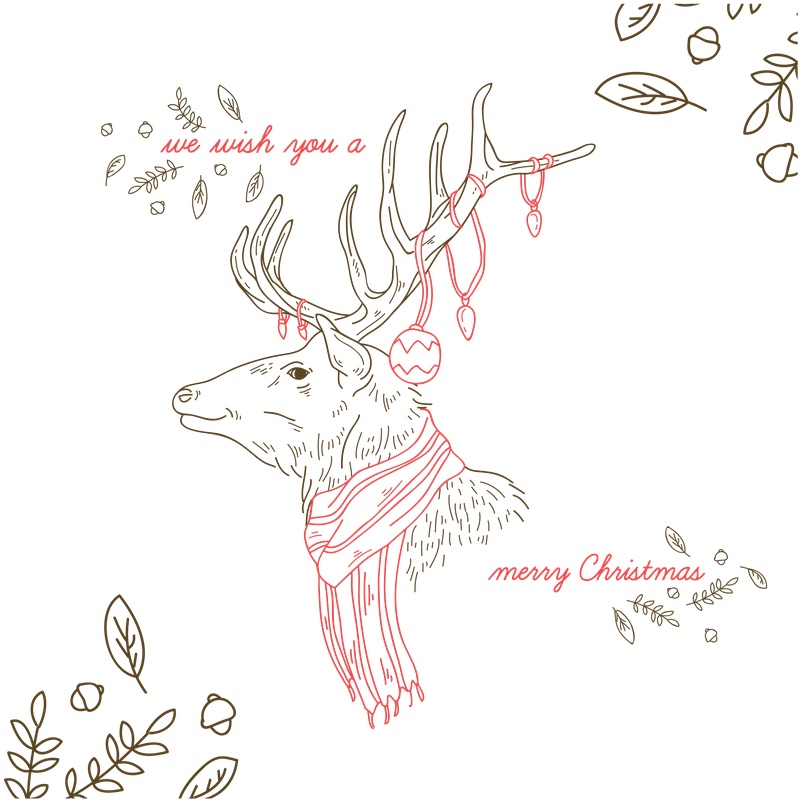 手绘圣诞节麋鹿元素