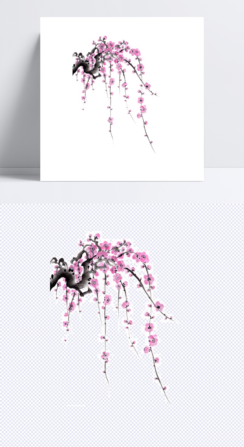 清新婉约紫粉色花瓣樱花装饰元素