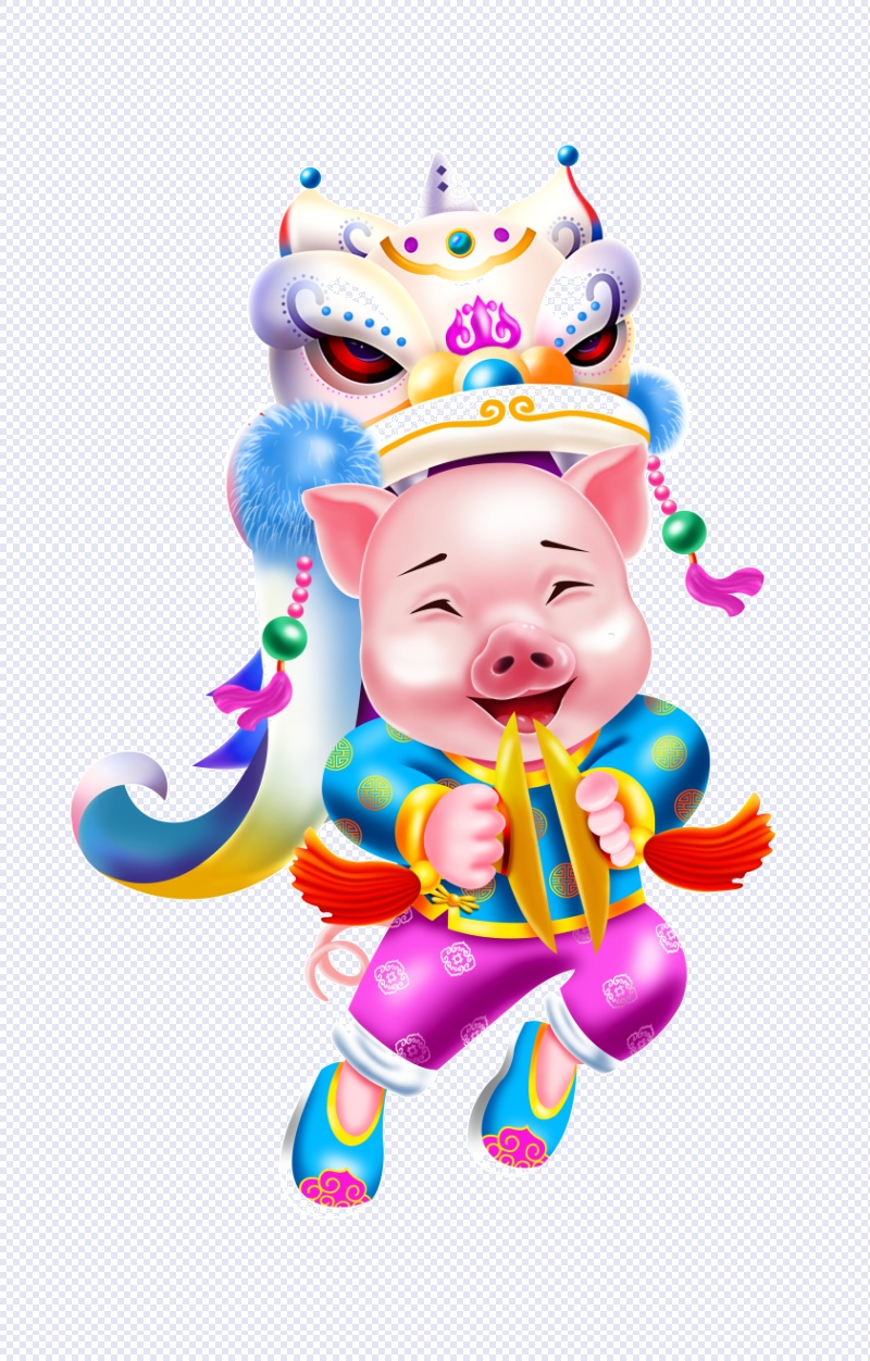 2019猪年插画卡通小猪喜庆免扣PNG新年