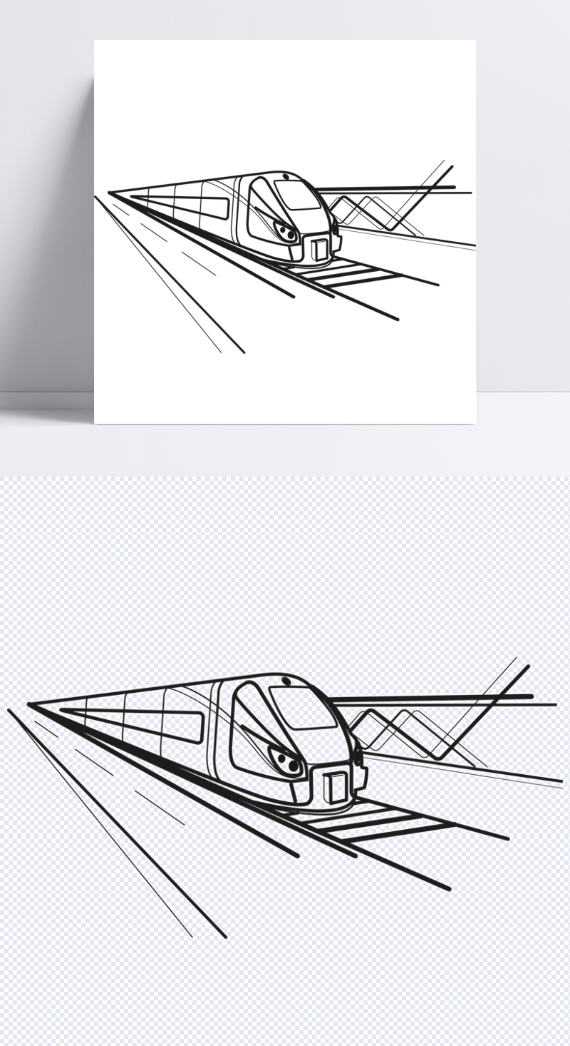 手绘线型高铁