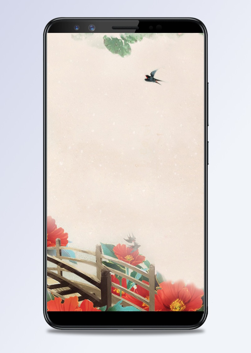 简约中国风牡丹花手机端H5背景素材