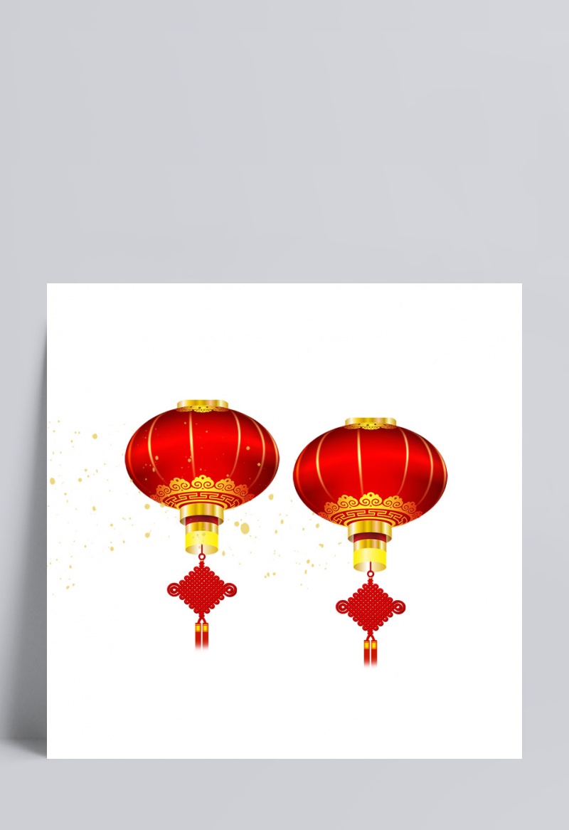 红色灯笼中国结装饰PNG图片下载含PSD