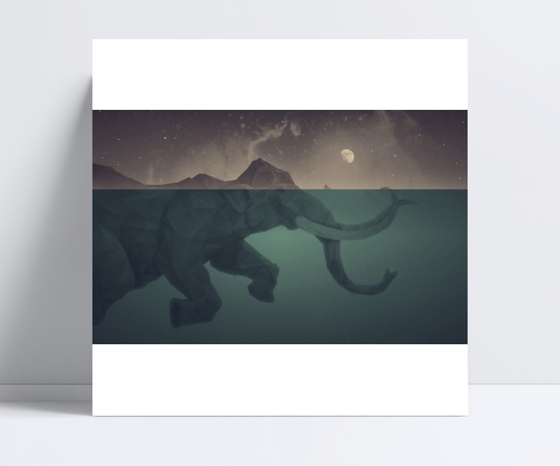 月亮大象潜水有趣创意