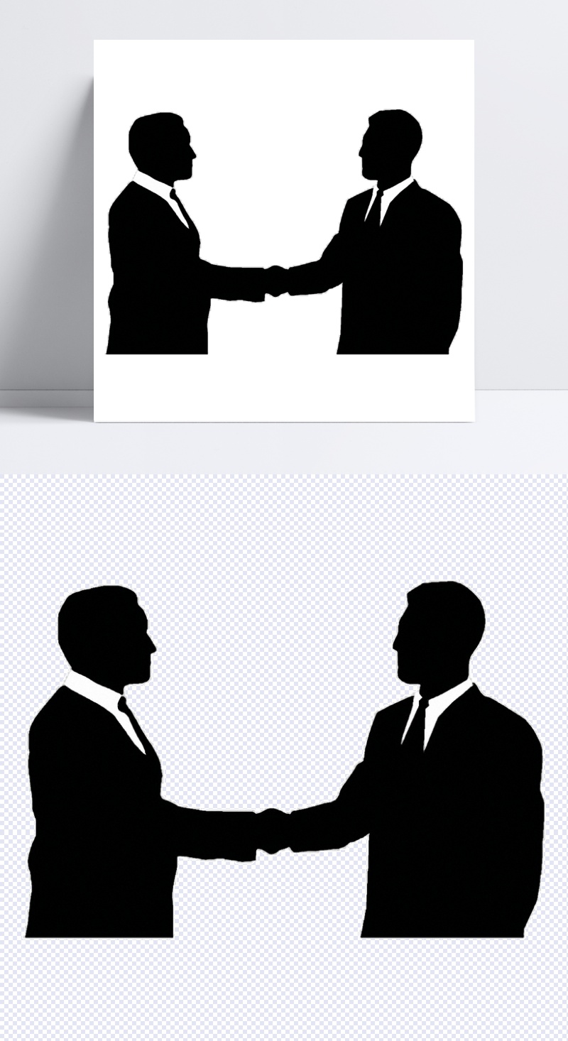 两男士握手图免抠png透明素材