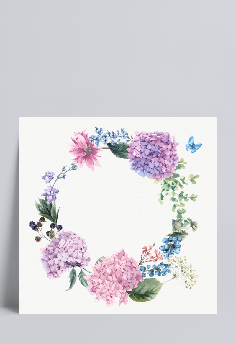 手绘水彩花朵设计矢量素材