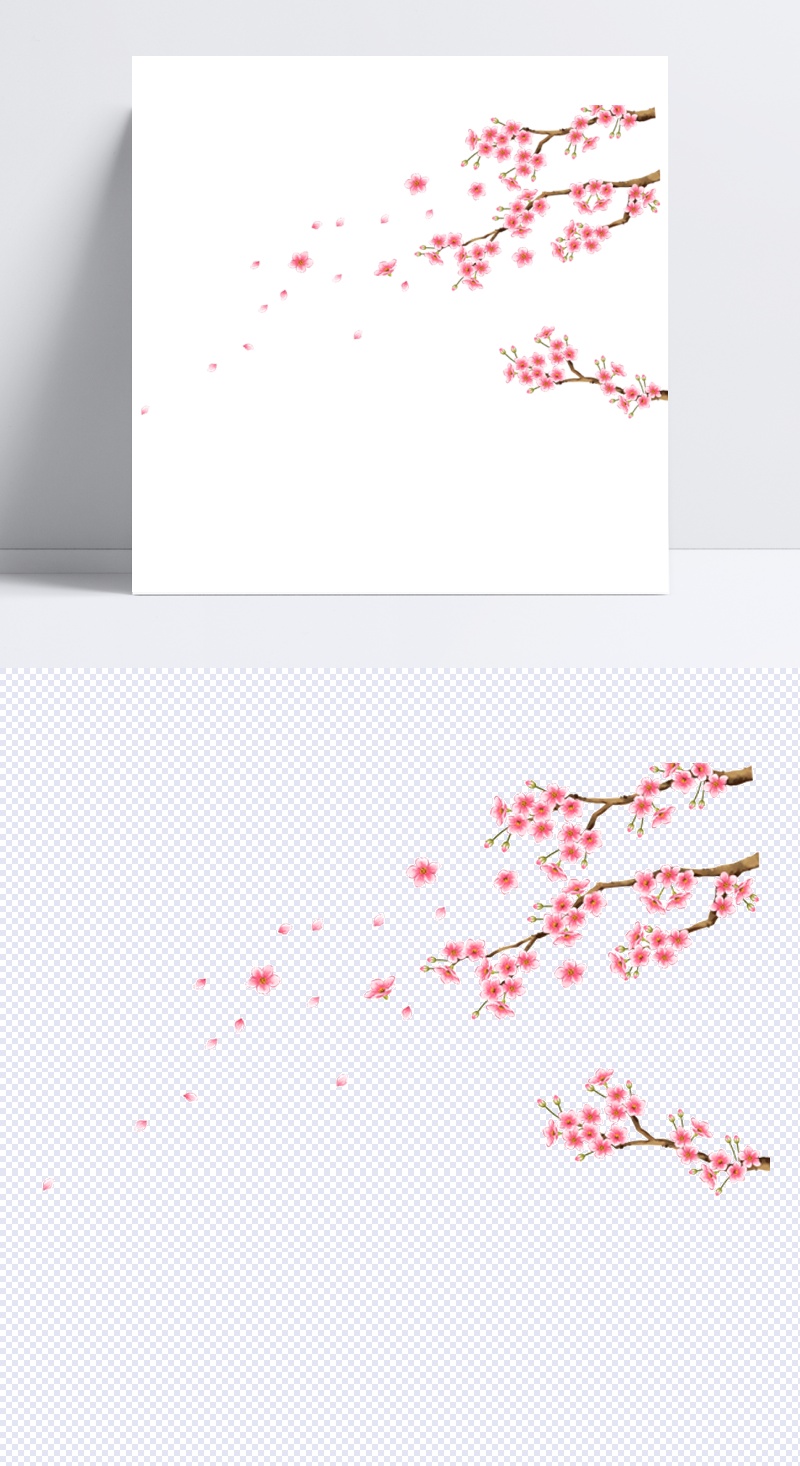 粉色手绘桃花装饰图案