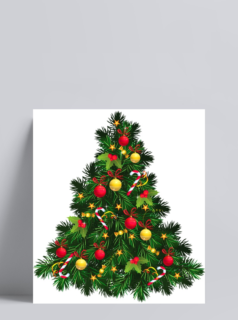 手绘绿色圣诞树免抠png透明素材