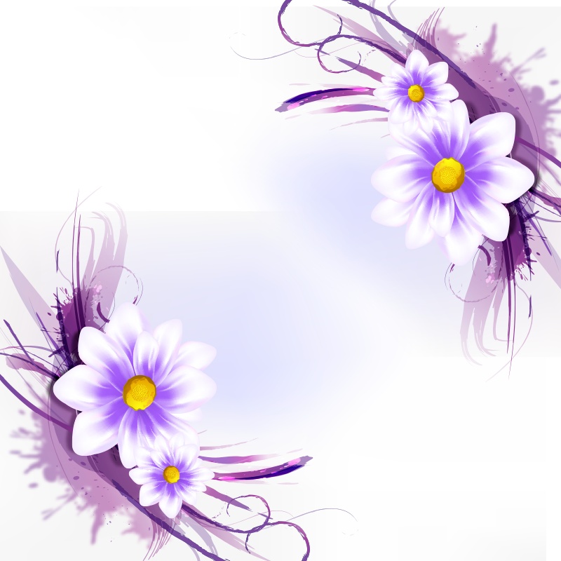卡通紫色手绘花卉