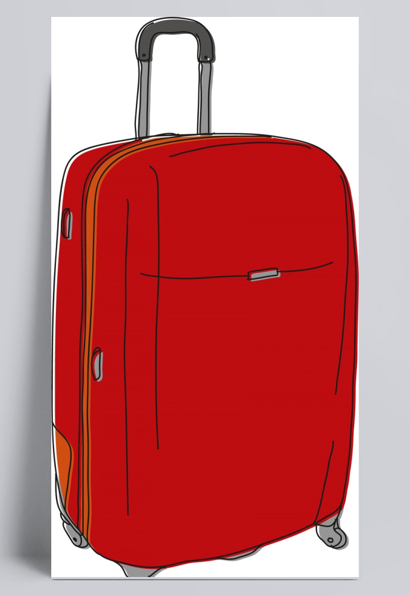 手绘红色行李箱