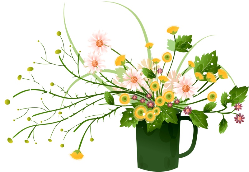 绿色花瓶植物元素